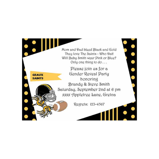BLACK AND GOLD FOOTBALL CUSTOM INVITATION