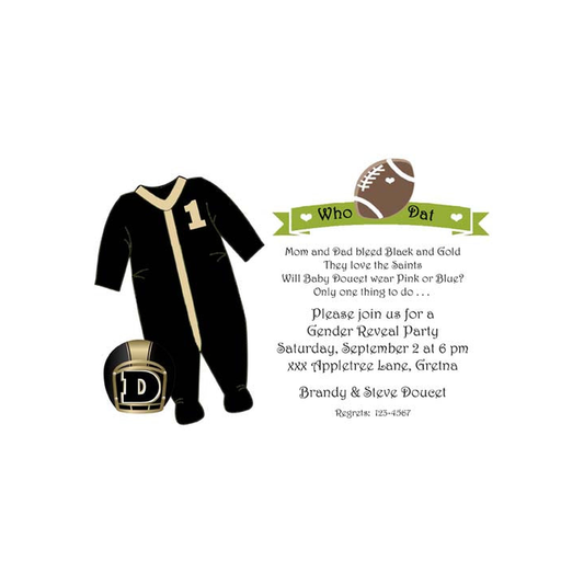 BLACK AND GOLD FOOTBALL SLEEPER CUSTOM INVITATION