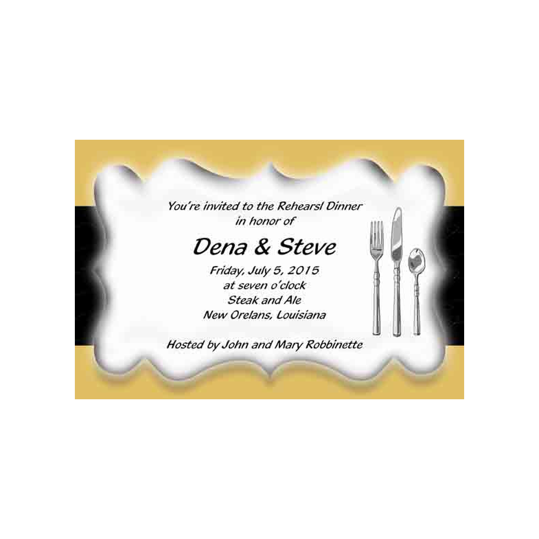 BLACK AND GOLD SILVERWARE CUSTOM INVITATION