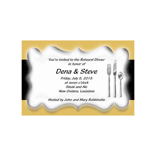 BLACK AND GOLD SILVERWARE CUSTOM INVITATION