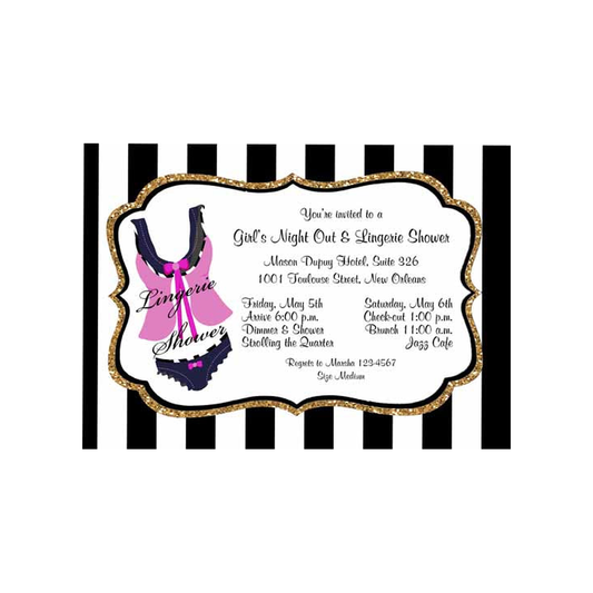 BLACK AND PINK LINGERIE CUSTOM INVITATION