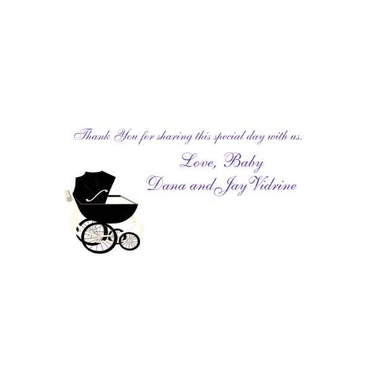 BLACK BABY BUGGY OR PRAM PERSONALIZED GIFT OR CALLING CARDS