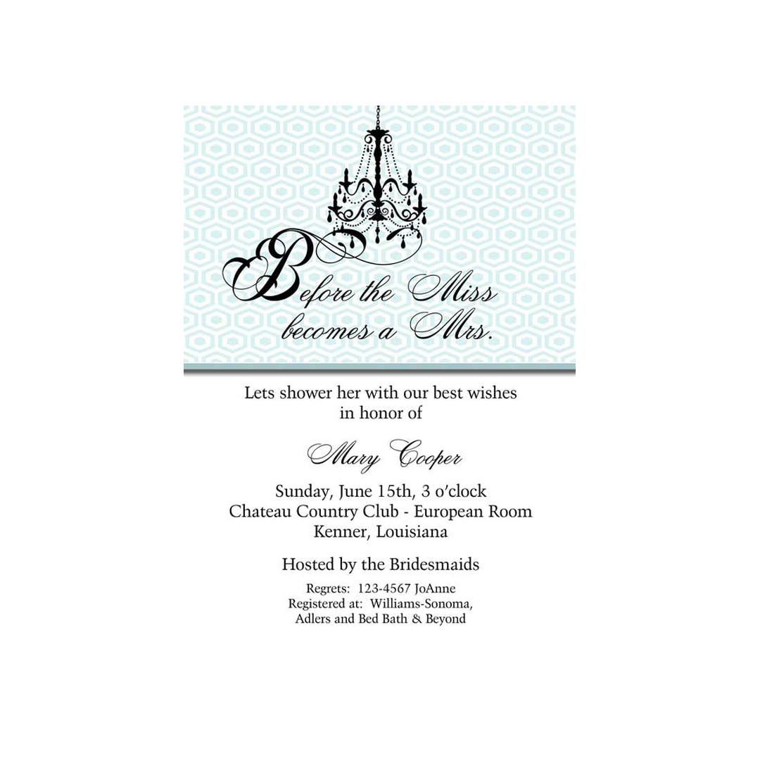 BLACK CHANDELIER CUSTOM INVITATION