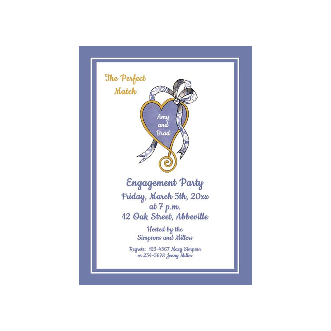 BLUE AND GOLD HEART CUSTOM INVITATION