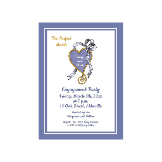 BLUE AND GOLD HEART CUSTOM INVITATION