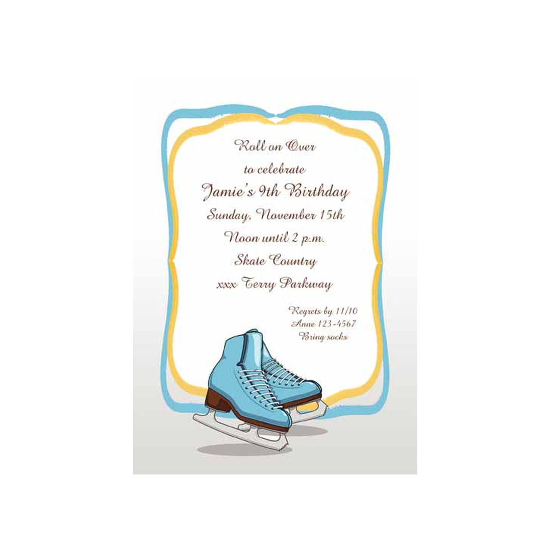 BLUE ICE SKATES CUSTOM INVITATION