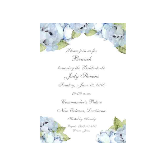 BLUE PEONIES CUSTOM INVITATION