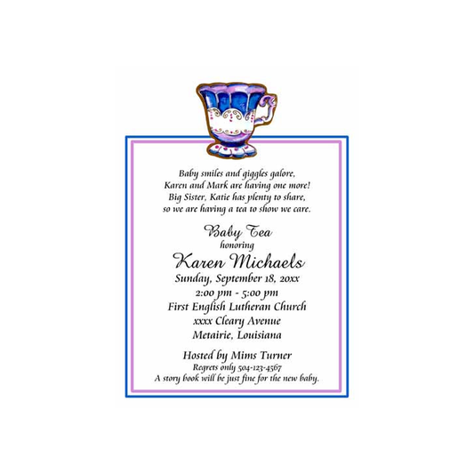 BLUE TEACUP CUSTOM INVITATION