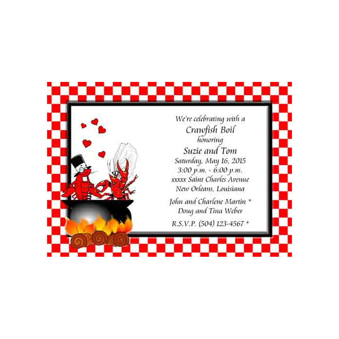 BOILING POT BRIDE & GROOM CHECKS CUSTOM INVITATION