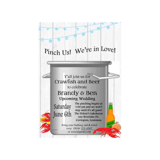 BOILING POT WOOD PLANKS CUSTOM INVITATION