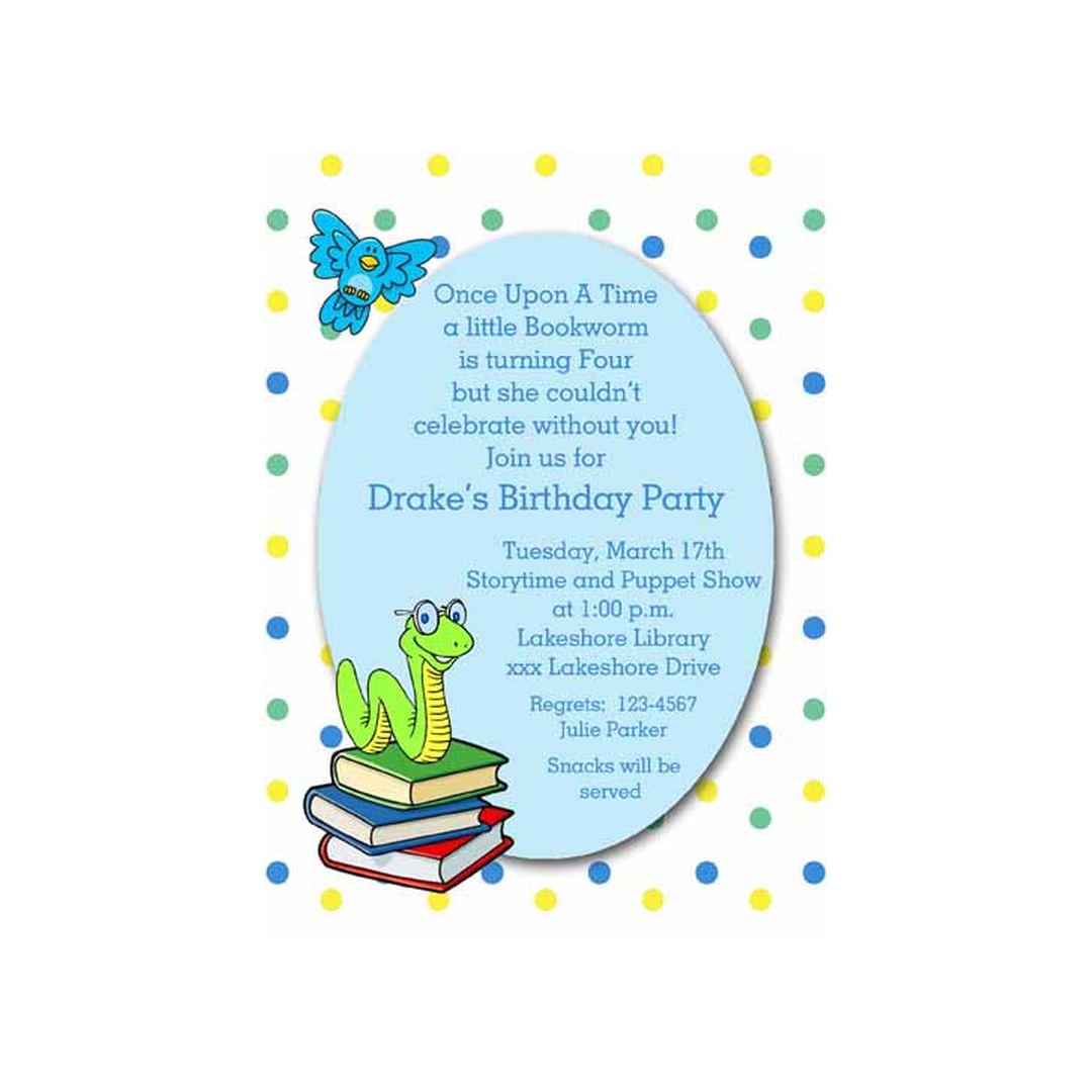 BOOK WORM CUSTOM INVITATION