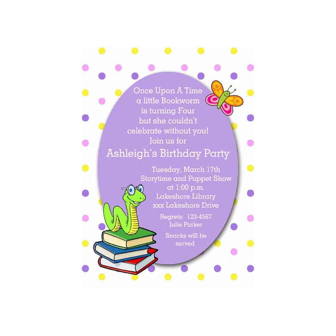 BOOK WORM CUSTOM INVITATION