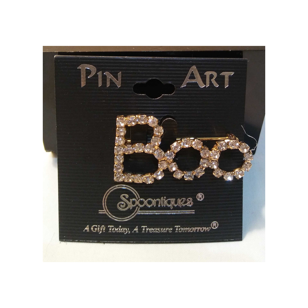BOO RHINESTONE PIN/BROOCH
