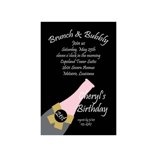 BOTTLE OF CHAMPAGNE CUSTOM INVITATION