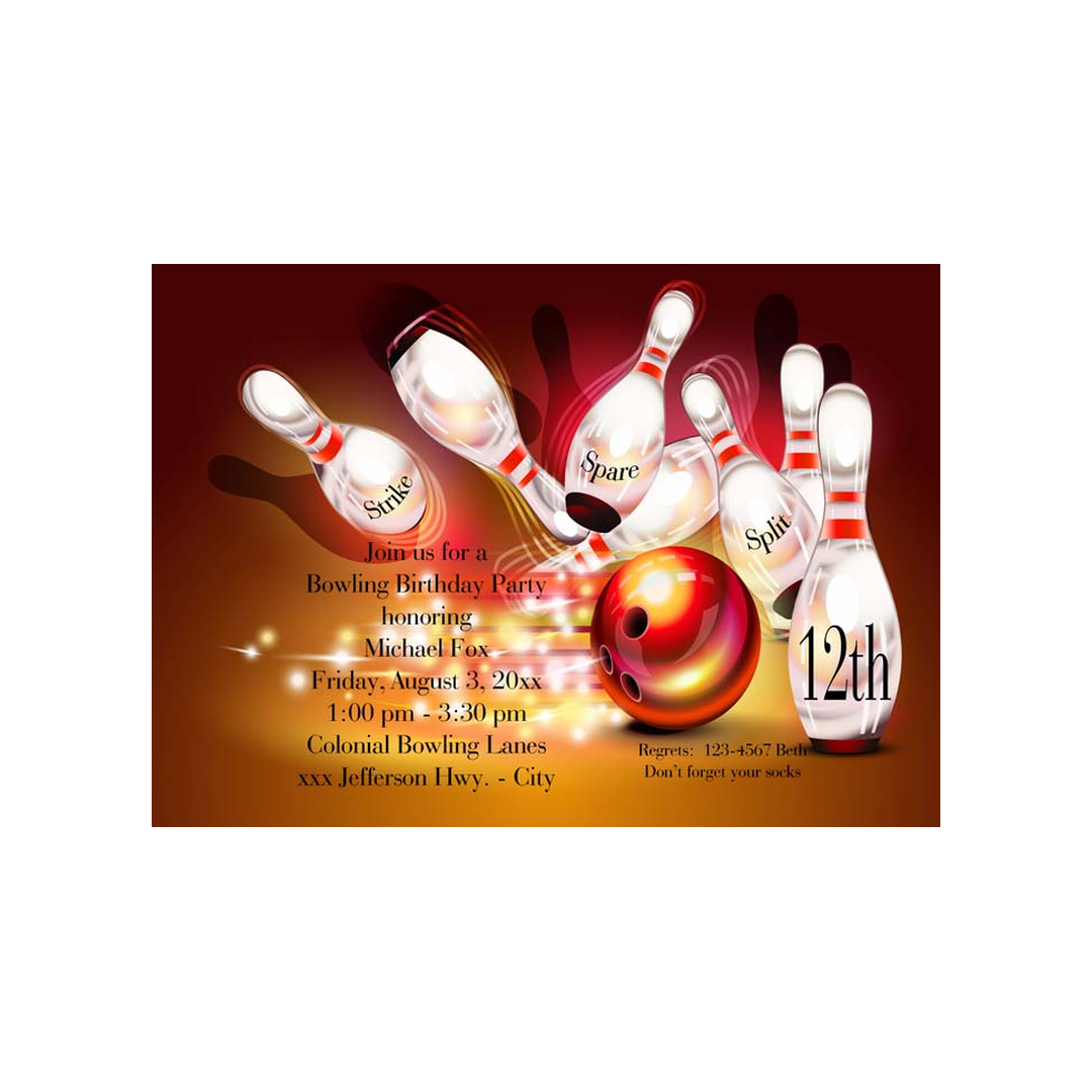 BOWLING A STRIKE CUSTOM INVITATION