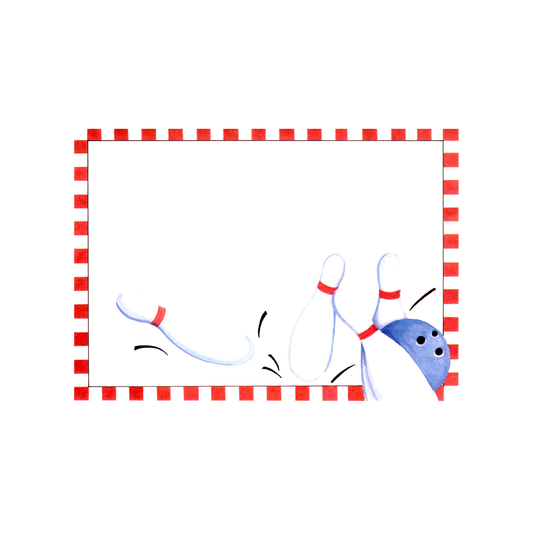 BOWLING RED & WHITE CHECK - BLANK STOCK INVITATION