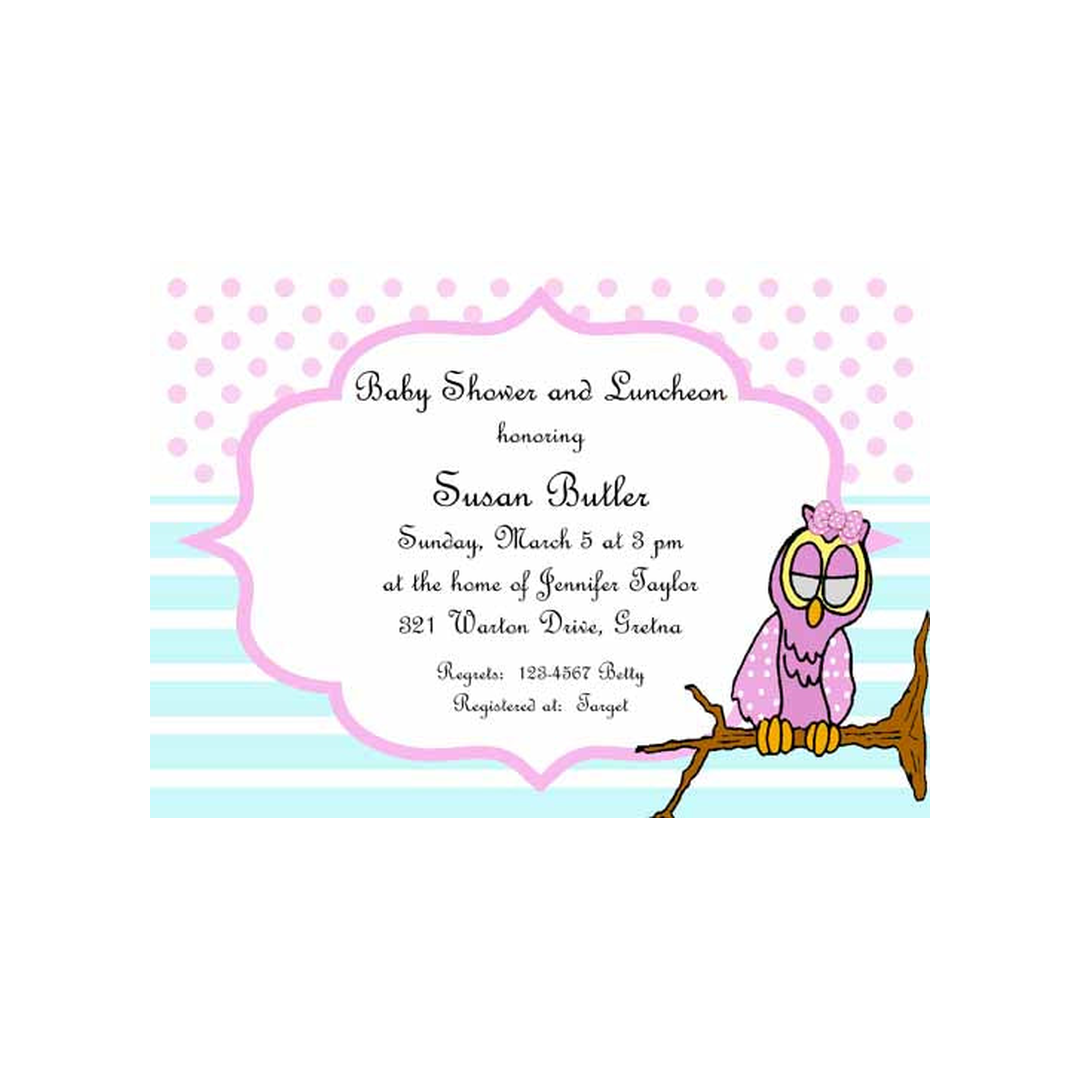 BOY OR GIRL OWL CUSTOM INVITATION