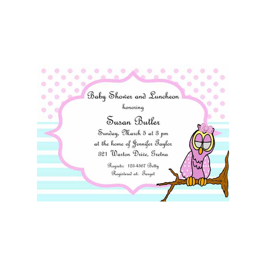BOY OR GIRL OWL CUSTOM INVITATION
