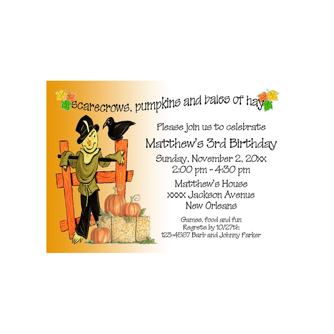 BOY OR GIRL SCARECROW CUSTOM INVITATION