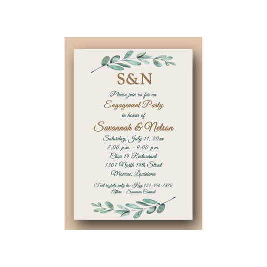 BRANCHES OF OLIVE LEAVES CUSTOM INVITATION