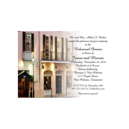 BRENNAN'S RESTAURANT (NIGHT HORIZONTAL) CUSTOM INVITATION