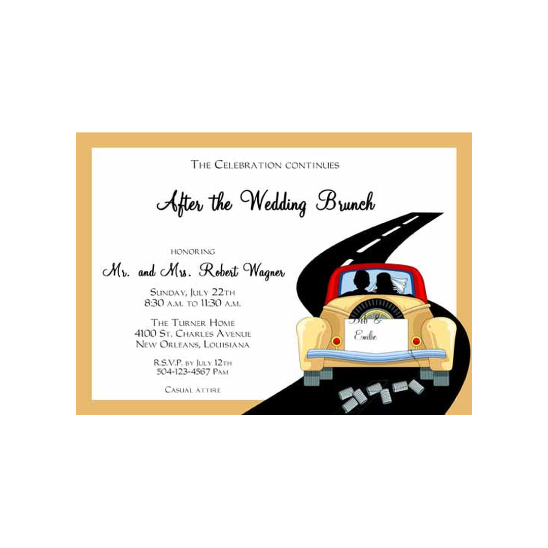 BRIDAL COUPLE IN CAR CUSTOM INVITATION