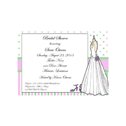 BRIDAL GOWN MANNEQUIN DOTS CUSTOM INVITATION