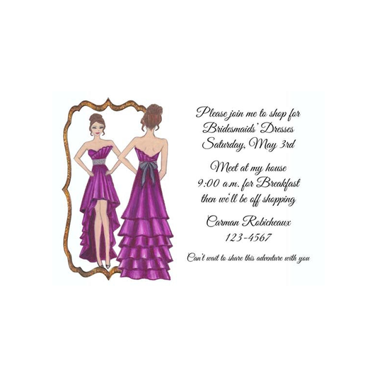 BRIDESMAID SELECTING THE DRESS CUSTOM INVITATION