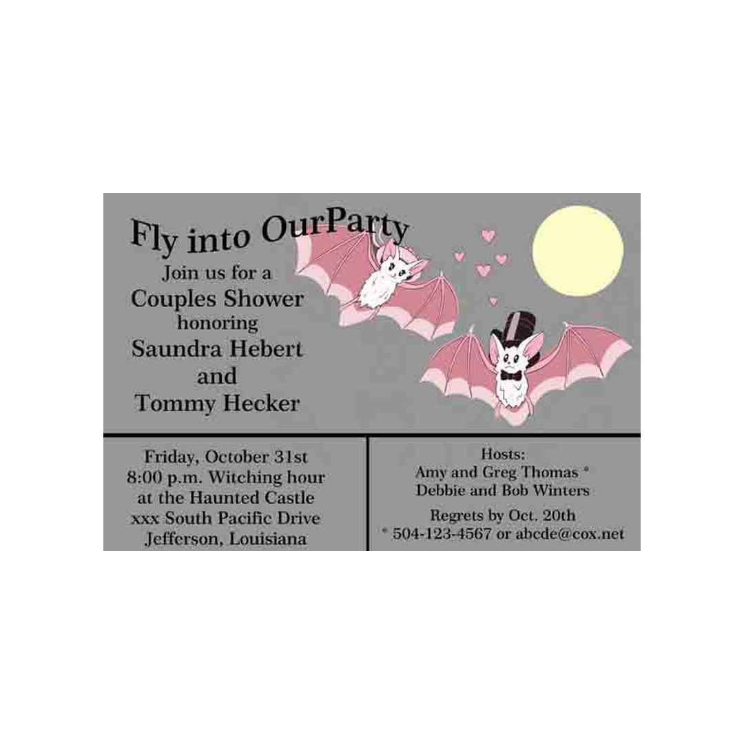 BRIDE AND GROOM BATS CUSTOM INVITATION