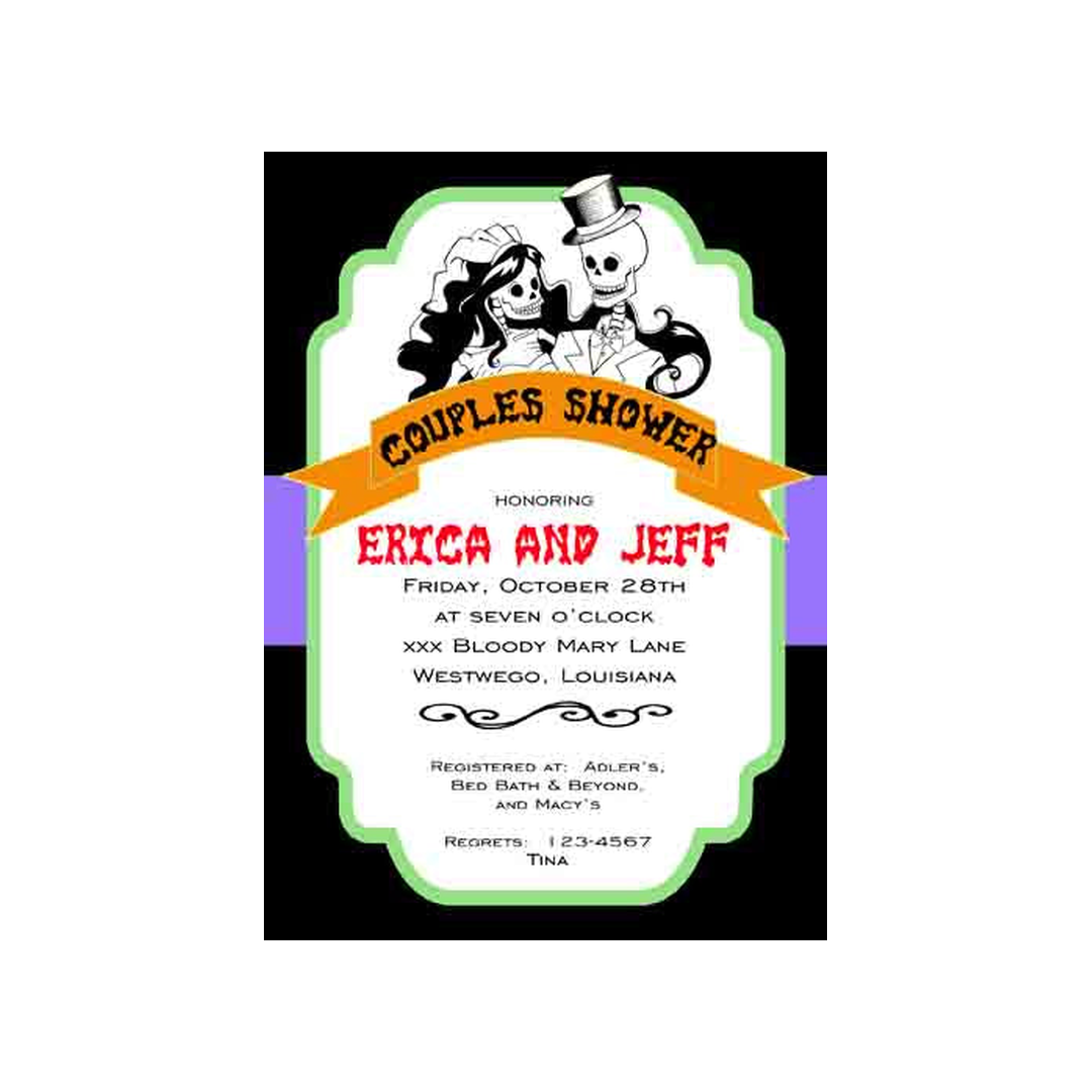 BRIDE AND GROOM SKELETONS CUSTOM INVITATION