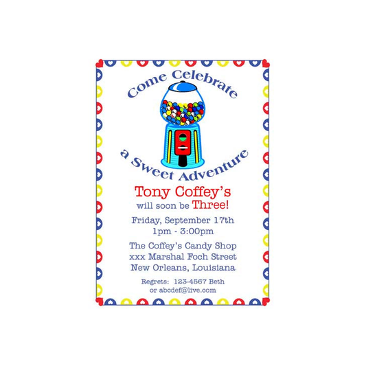 BUBBLE GUM MACHINE CUSTOM INVITATION