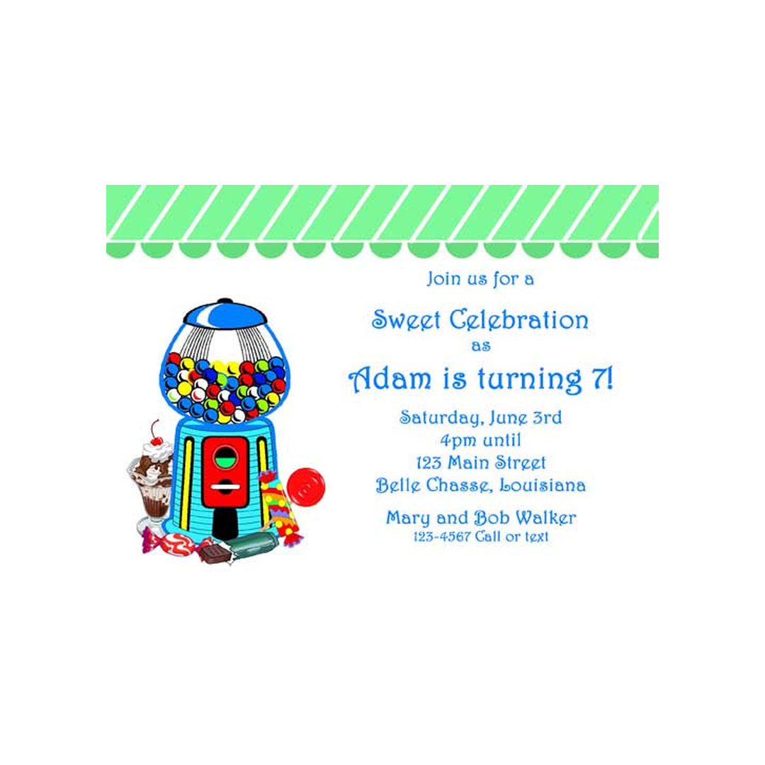 BUBBLE GUM SWEETS CUSTOM INVITATION