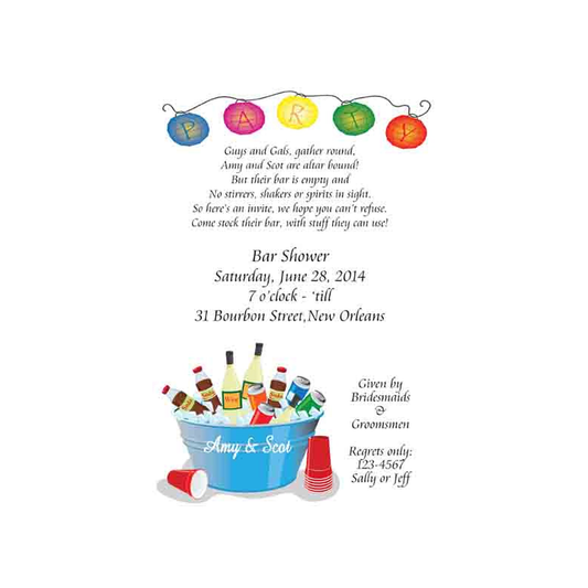 BUCKET OF DRINKS AND LANTERNS CUSTOM INVITATION