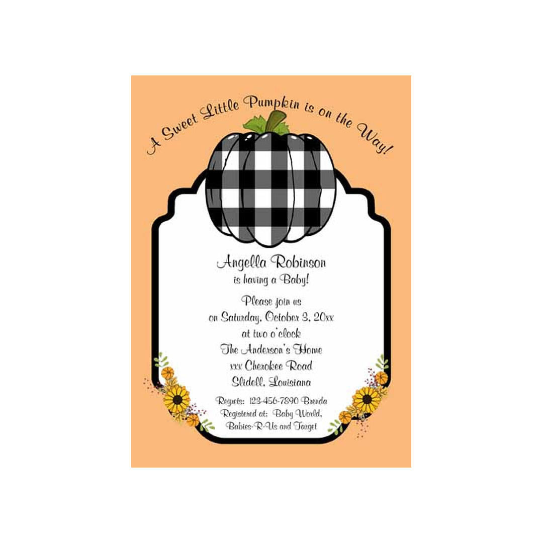 BUFFALO CHECK PUMPKIN CUSTOM INVITATION