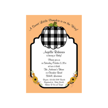 BUFFALO CHECK PUMPKIN CUSTOM INVITATION