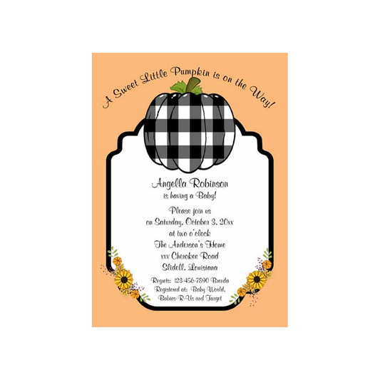 BUFFALO CHECK PUMPKIN CUSTOM INVITATION