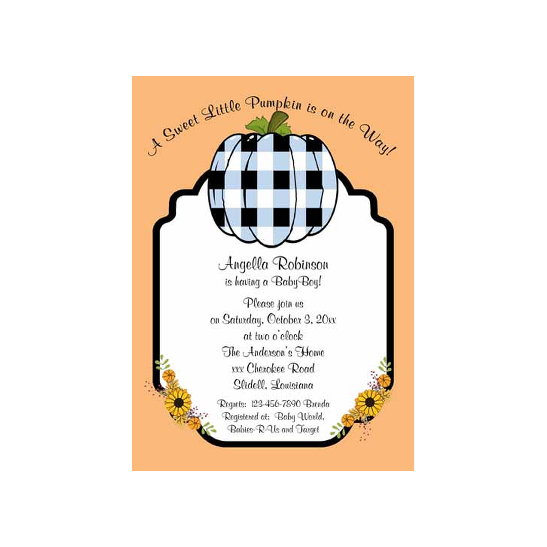 BUFFALO CHECK PUMPKIN CUSTOM INVITATION