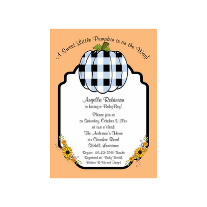 BUFFALO CHECK PUMPKIN CUSTOM INVITATION