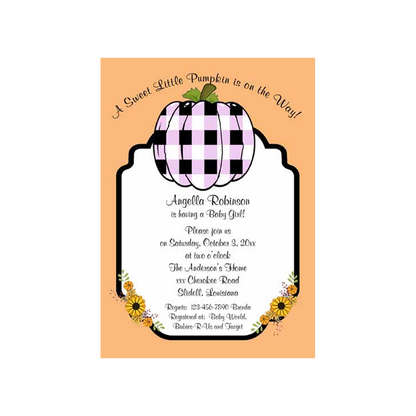 BUFFALO CHECK PUMPKIN CUSTOM INVITATION
