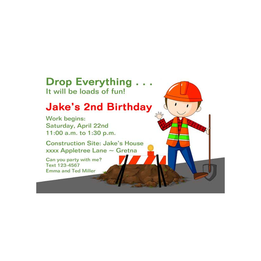 BUILDING A ROAD CUSTOM INVITATION