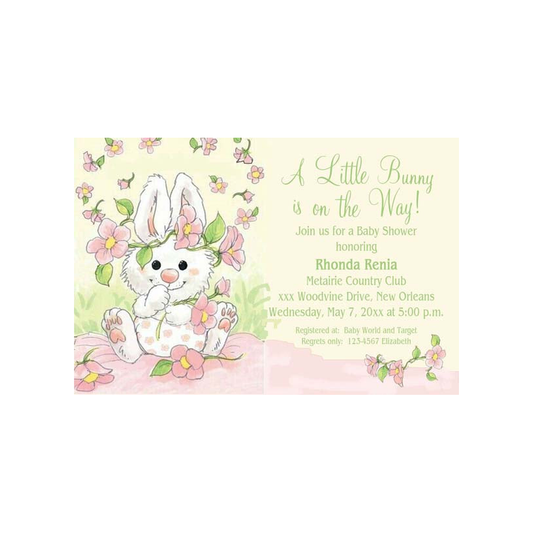 BUNNY IN FLOWERS CUSTOM INVITATION