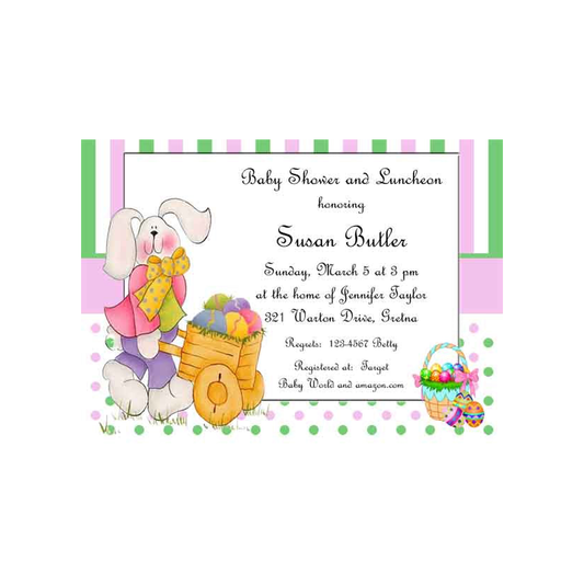 BUNNY PUSHING CART CUSTOM INVITATION