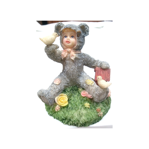 BUNNY SUIT FIGURINE - BABY WITH BIRDS