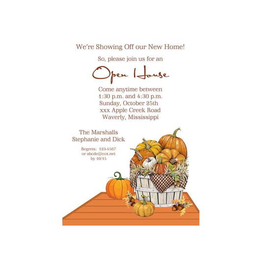 BUSHEL OF FALL PUMPKINS CUSTOM INVITATION