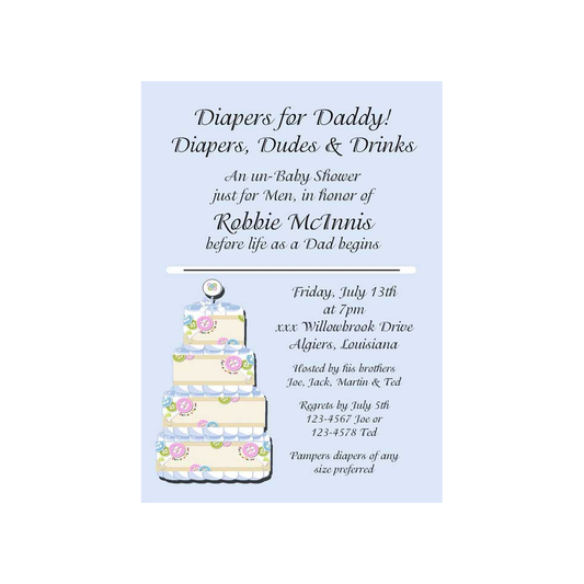 BUTTON BABY CAKE CUSTOM INVITATION