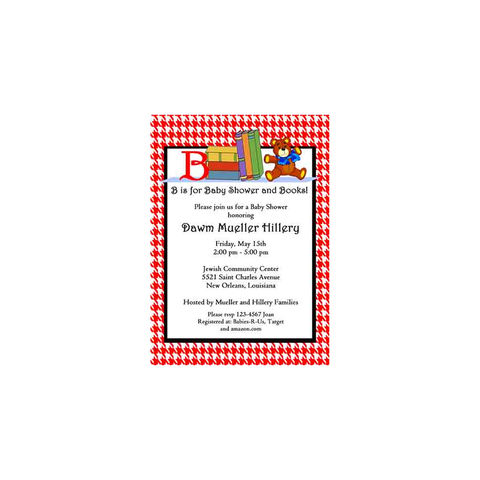 "B" FOR BOOKS AND BABY CUSTOM INVITATION