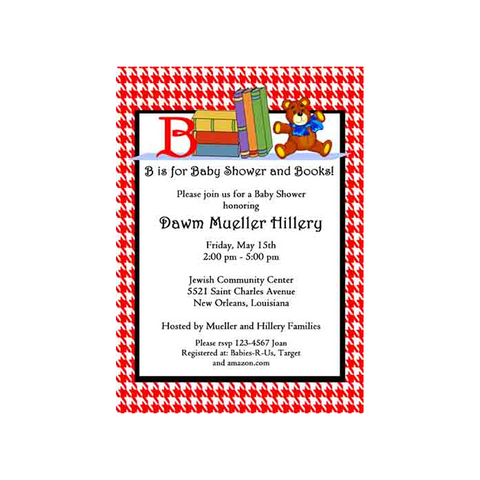 "B" FOR BOOKS AND BABY CUSTOM INVITATION