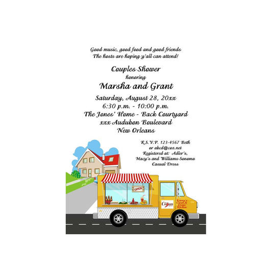 CAJUN FOOD TRUCK CUSTOM INVITATION