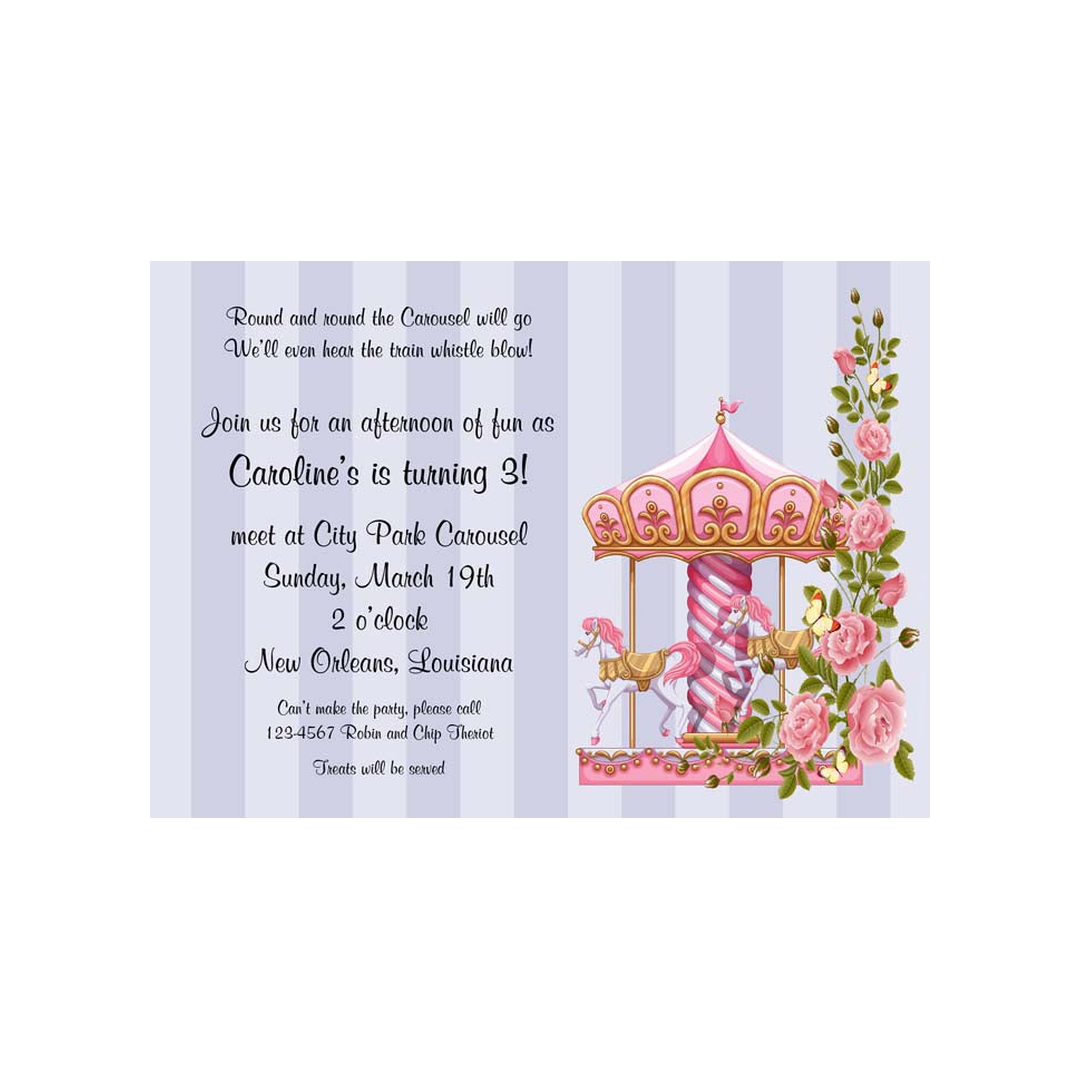 CAROUSEL AND ROSES CUSTOM INVITATION