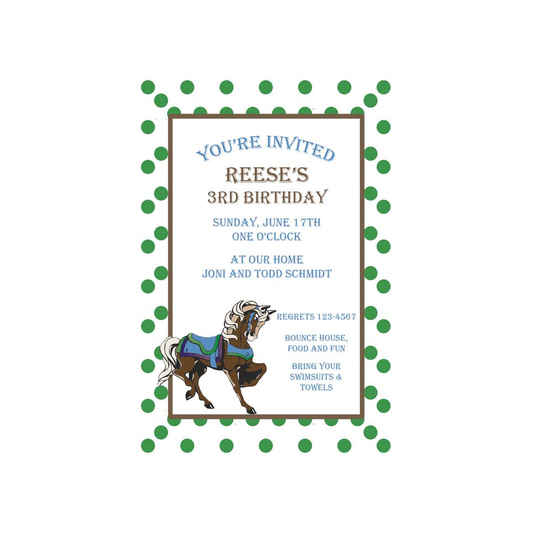 CAROUSEL HORSE CUSTOM INVITATION